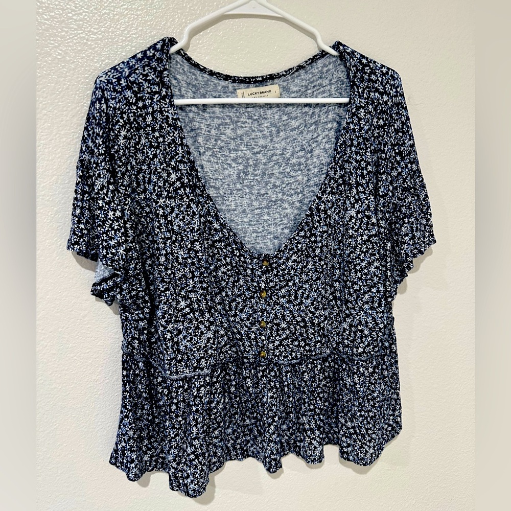 Lucky Brand Navy Blue Floral - Large - Good Condition